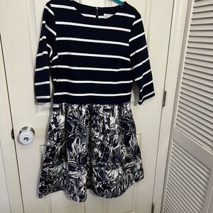 Stylish Navy and White Colorblock Dress Dress